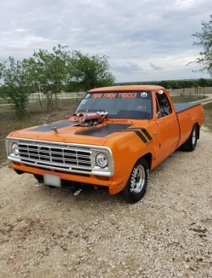 antique orange truck